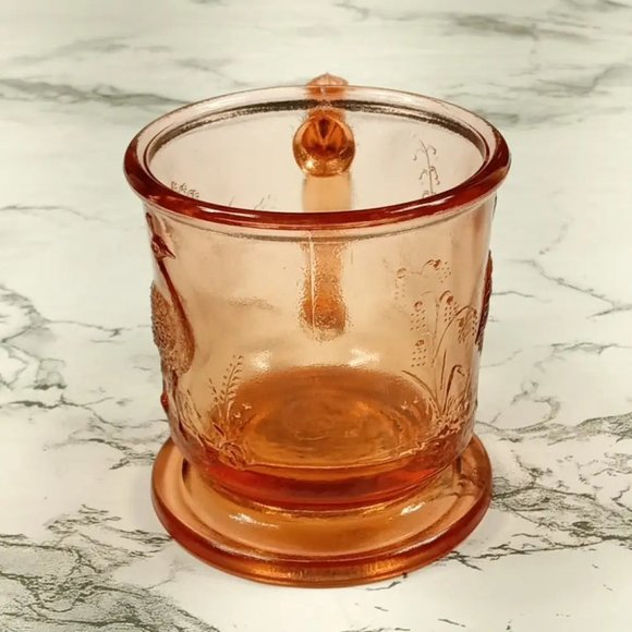 Degenhart Glass Peacock & Stork Cup Trinket Paperweight Vintage - Picture 5 of 6